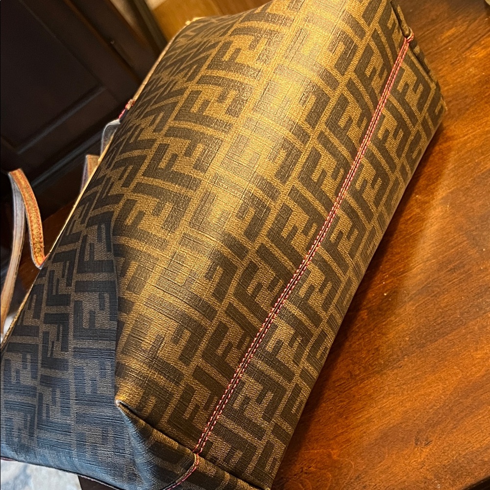 Authentic FENDI Brown/Black Coated Zucca Canvas Tote - Picture 7 of 16